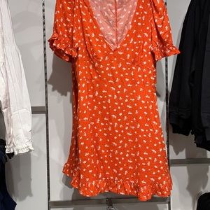 Colourful vibrant orange dress for summer/ party